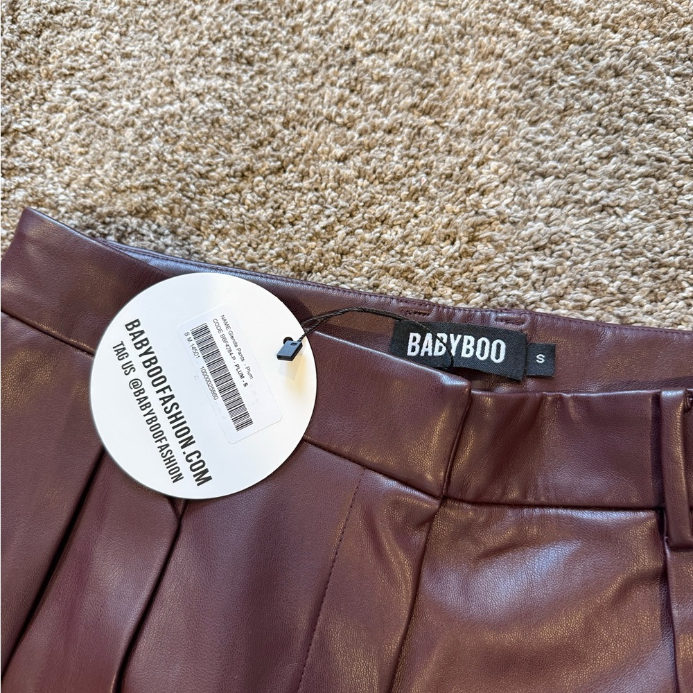 new with tags Plum Faux Leather Pants Baby Boo Fashion - Picture 4 of 4